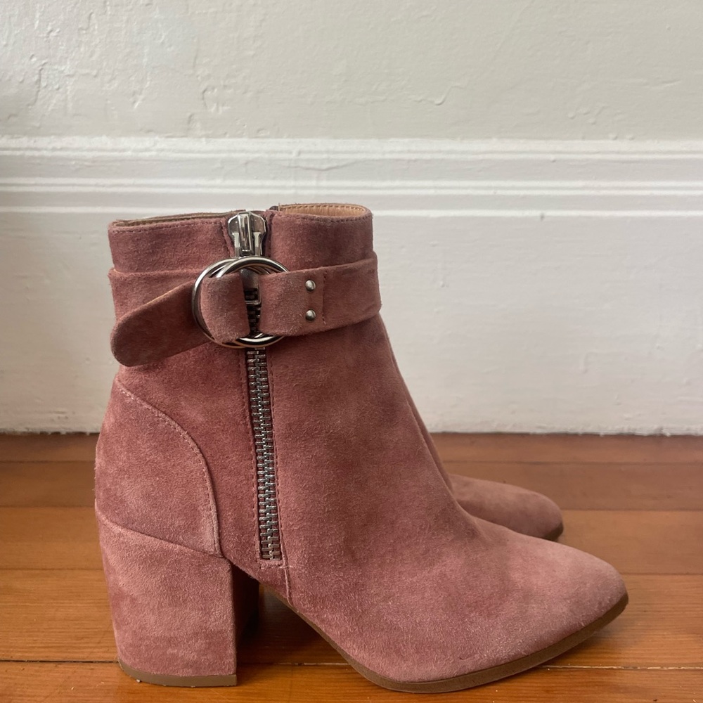 Women's Suede Ankle Boots - Pink